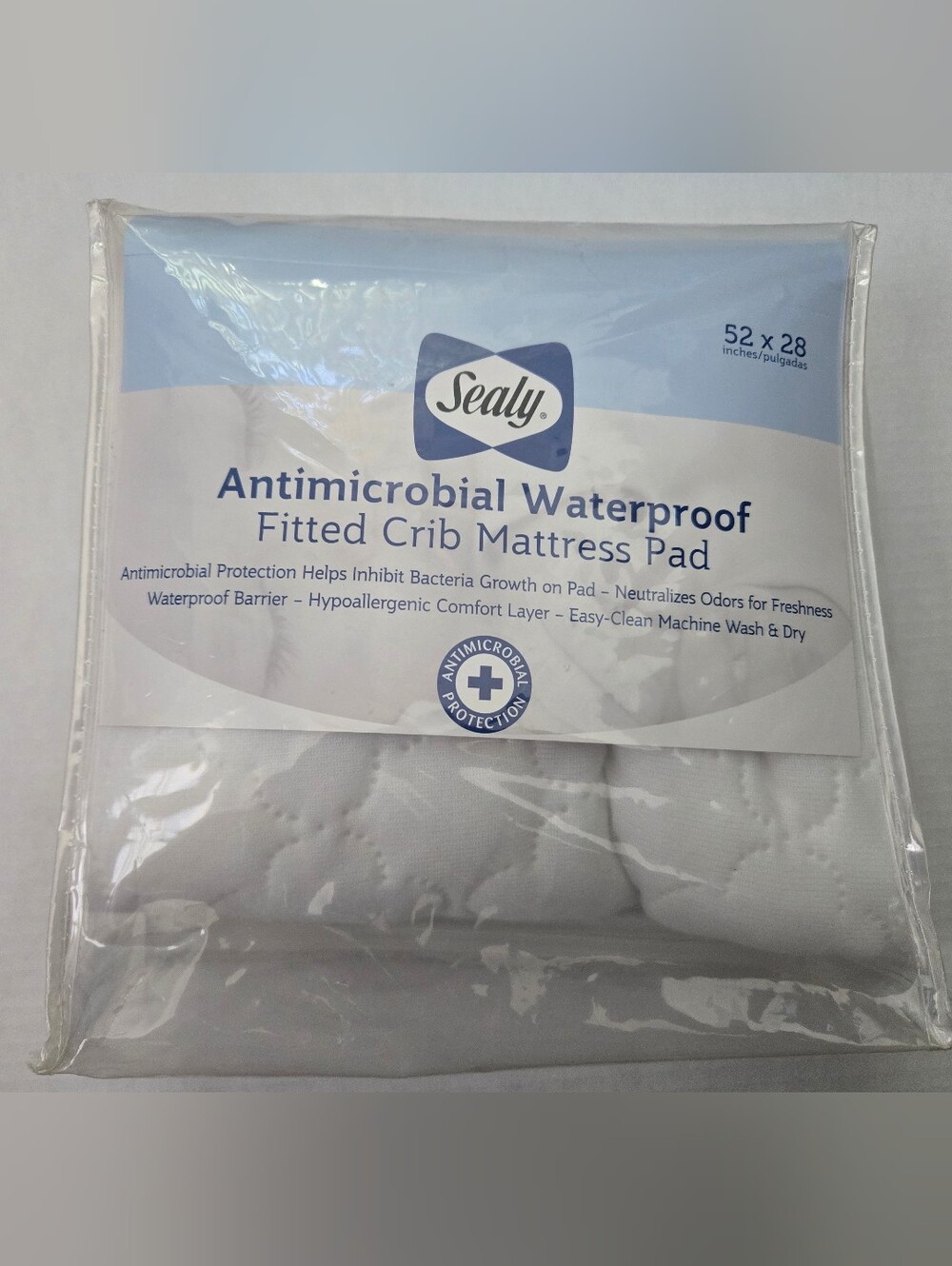 Sealy Antimicrobial Waterproof Fitted Crib Mattress Pad